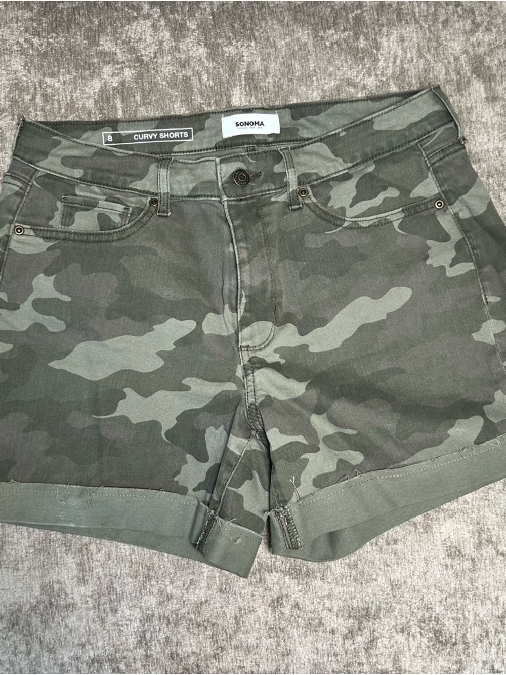 Sonoma Green Camo Curvy Jean Shorts